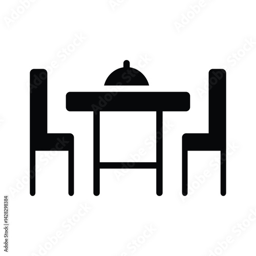 A well designed glyph style icon of dining table