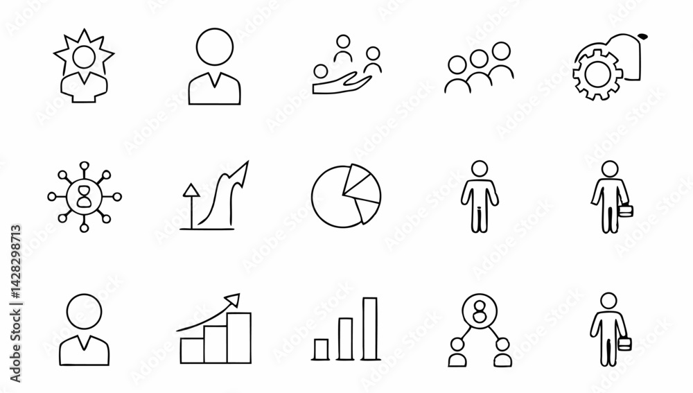 Fototapeta premium personal growth and success set of web icons in li (1).eps