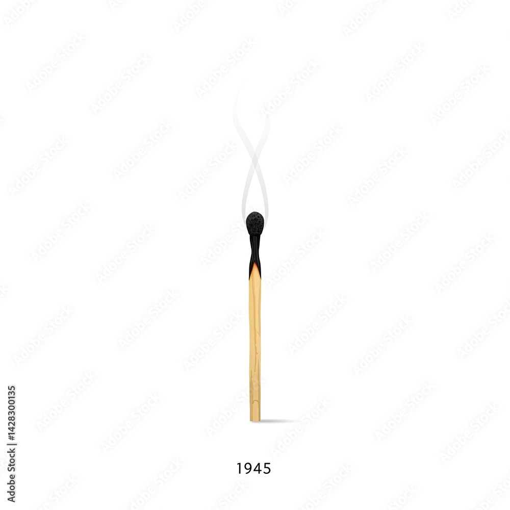 Minimalist Burned Match Symbolizing War’s End Minimalist Burned Match Symbolizing War’s End