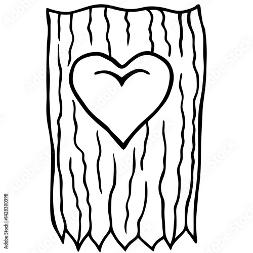 Nature-Inspired Carved Heart Line Drawing