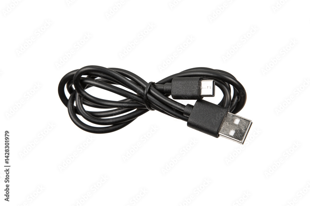 Black USB-A to USB-C Cable for Fast Charging and Data Sync Black USB-A to USB-C Cable for Fast Charging and Data Sync