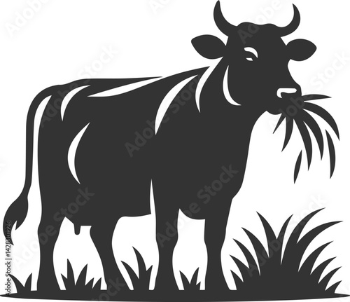 Vector silhouette of a cow