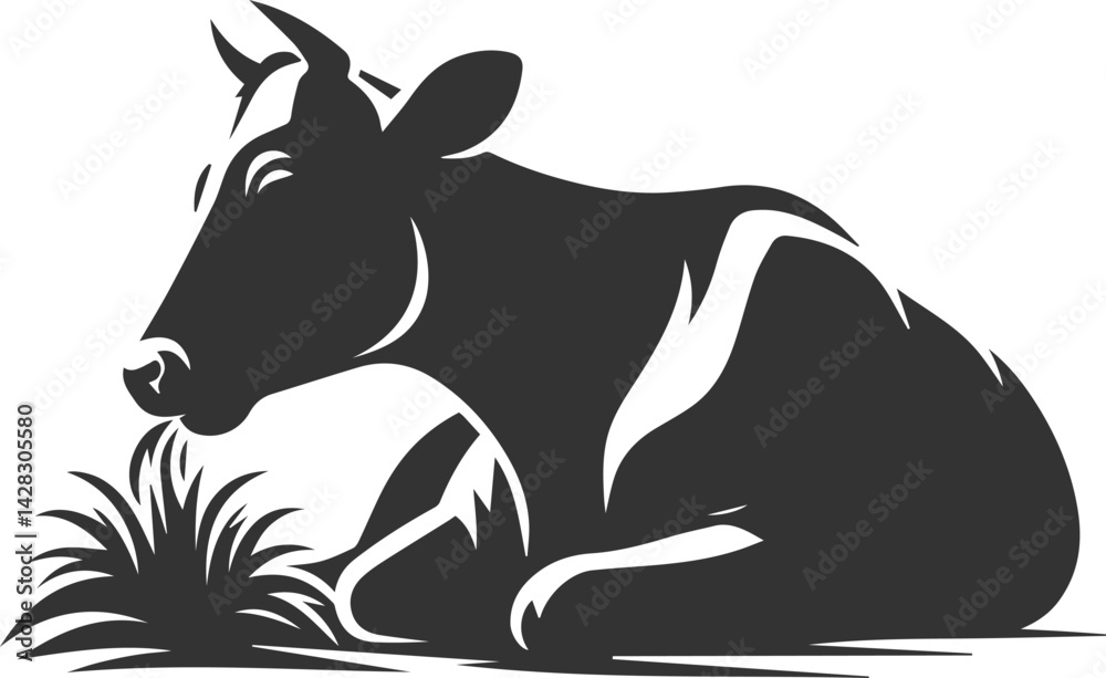Fototapeta premium Vector silhouette of a cow