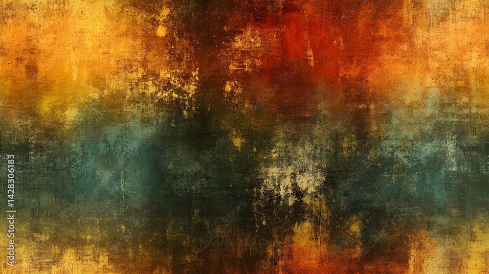 Fototapeta premium A vibrant abstract painting showcasing a mix of warm and cool tones.