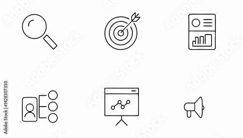seo optimisation set of web icons in line style  s.eps