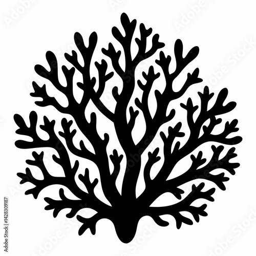 Ocean Coral Silhouette Vector Art