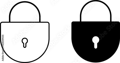 lock icon set. security symbol. Padlock signs. Open and closed design