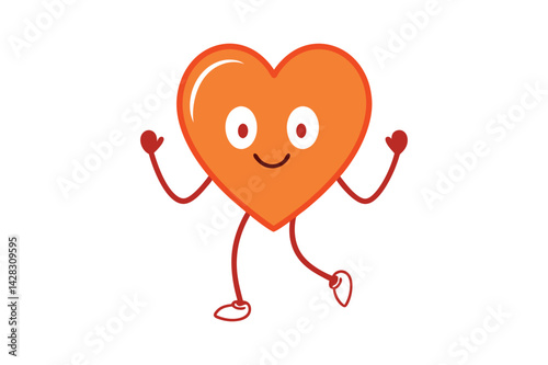 Energetic Cartoon Heart Character with Happy Expression