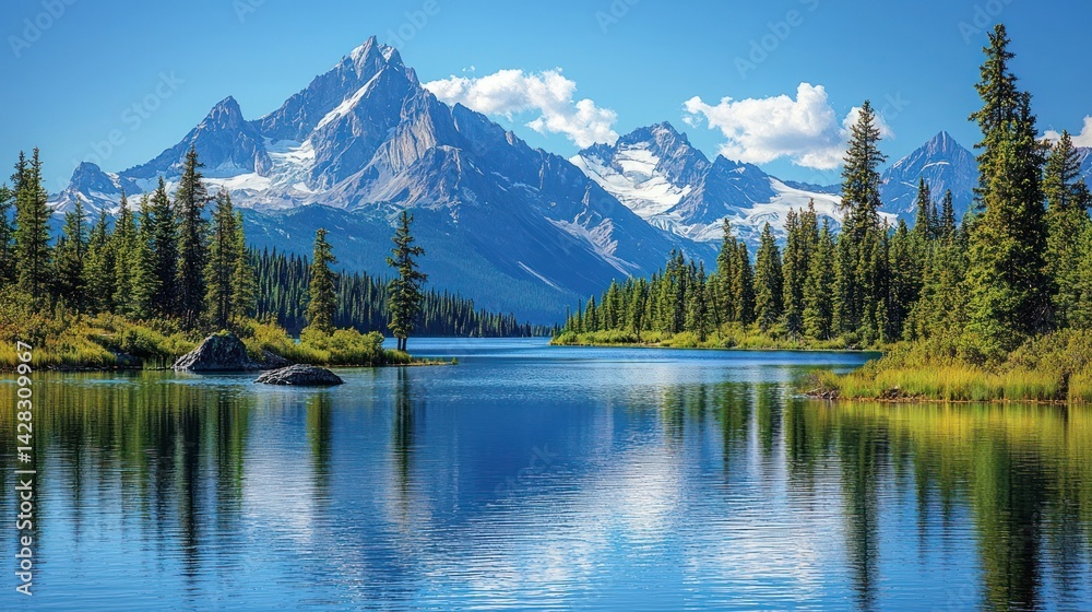 Fototapeta premium Serene Mountain Lake Scenery