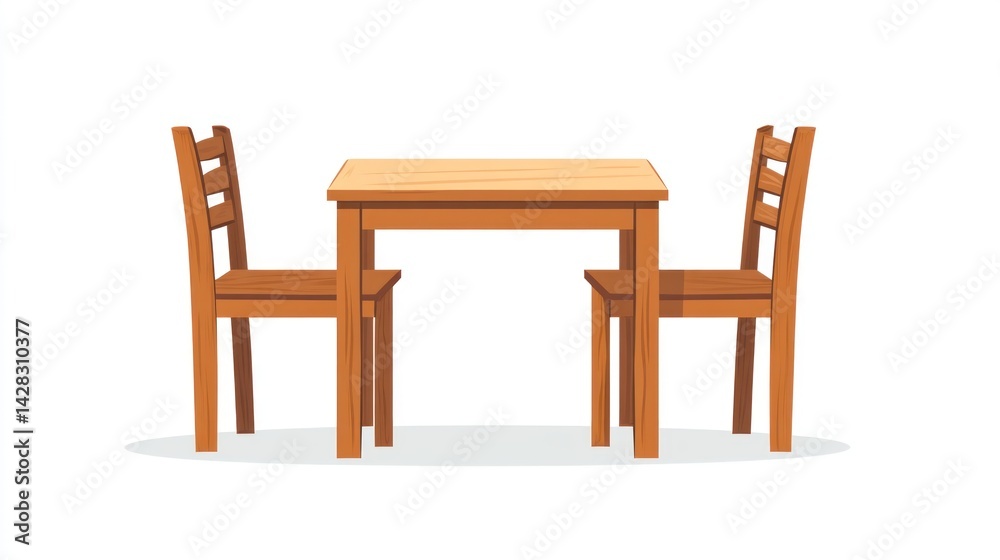 Fototapeta premium Simple wooden table and two chairs