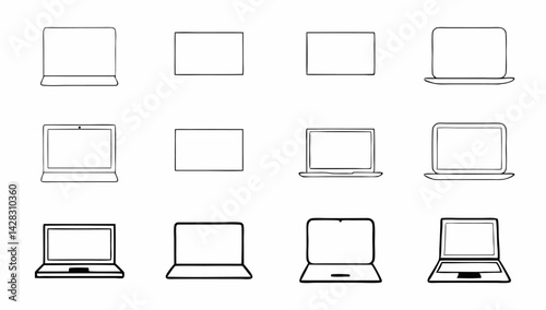 set of laptop vector icons on differents style  no (1).eps