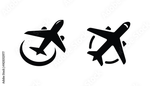 Airplane icon vector. Flight and plane icon set. Flat and minimal airplane icon set vector on white background. Airplane aviation flat icon for apps and websites.