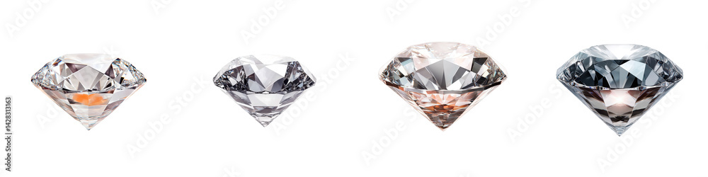Sparkling diamond jewelry in different cuts and facets Sparkling diamond jewelry in different cuts and facets