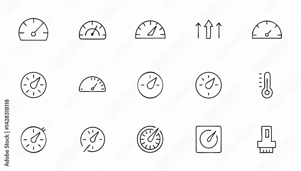 Fototapeta premium speed signs speedometer black icons set speed in (1).eps