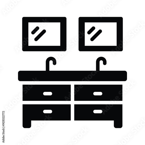 A well designed glyph style icon showing bathroom sink
