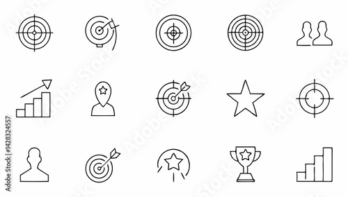 target set of web icons in line style  goal target (1).eps
