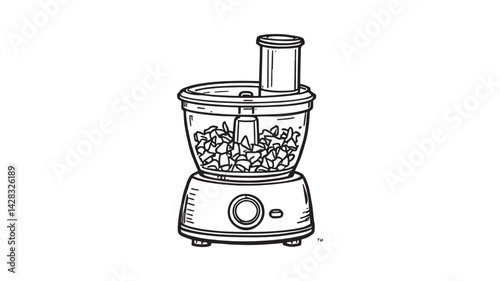 Food Processor line art illustration artistic depiction for kitchen appliances