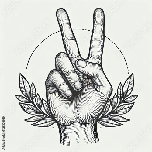 Two Finger Peace Sign Drawing