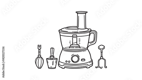 Food Processor line art illustration simple and clean minimalist style