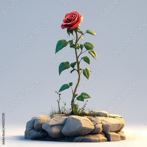 A Beautiful rose 3d Clipart isolated on a white background