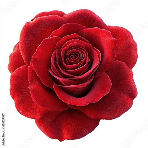 A Beautiful rose 3d Clipart top view isolated on a white background