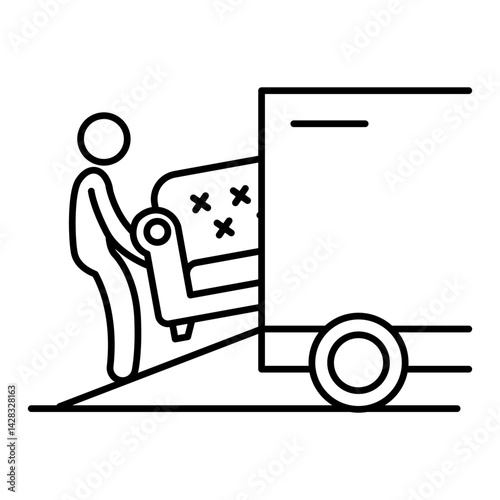 Loading Couch into Truck Icon. Activity-based illustration for lifestyle, home, or outdoor task contexts