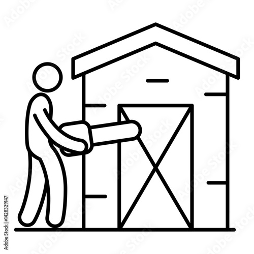 Building a Shed Icon. Activity-based illustration for lifestyle, home, or outdoor task contexts