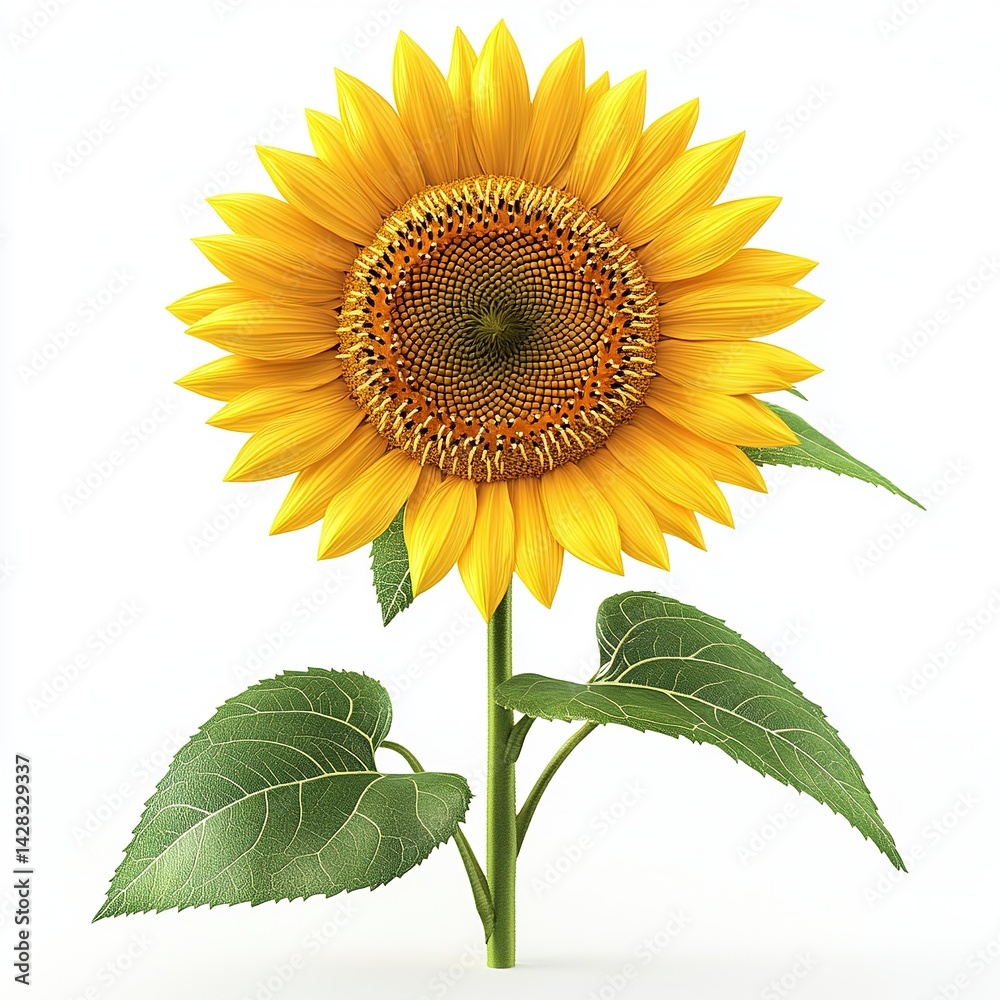 Obraz premium A beautiful sunflower isolated on a white background