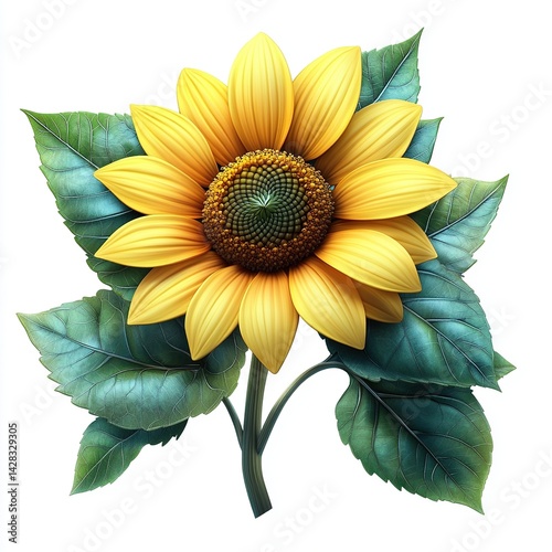 A beautiful sunflower isolated on a white background