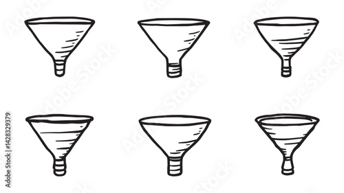 Funnel line art illustration of business sales process and growth