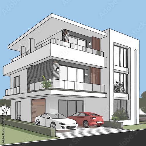 Modern House Vector Sketch