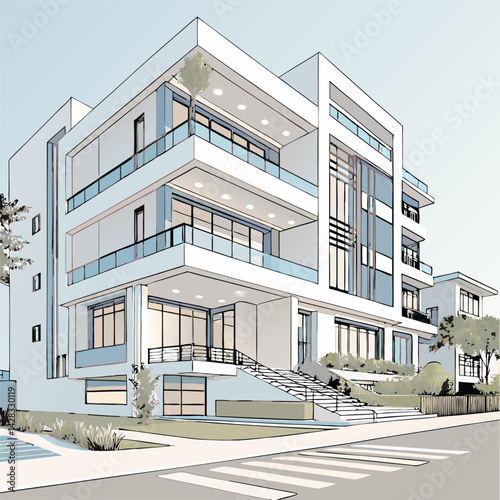 Modern House Vector Sketch
