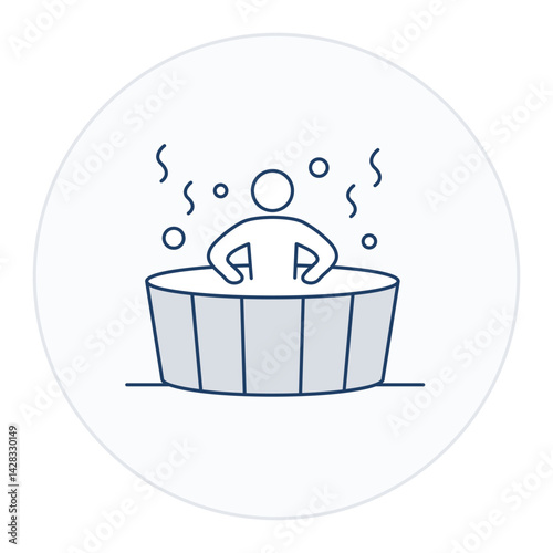 Hot Tub Soaking Icon. Activity-based illustration for lifestyle, home, or outdoor task contexts