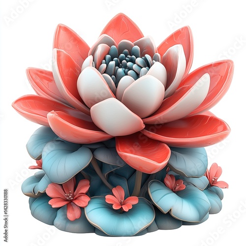 A beautiful water lily flower isolated on a white background