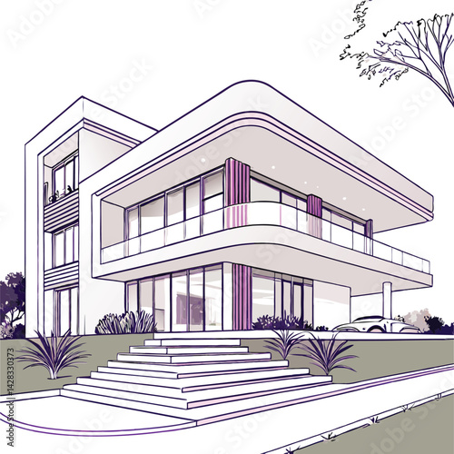 Modern House Vector Sketch