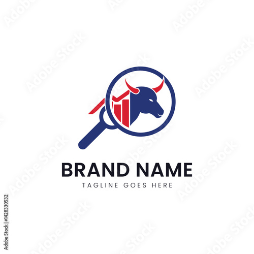 Innovative logo design featuring a stylized bull with upward trends, symbolizing growth and prosperity in business.