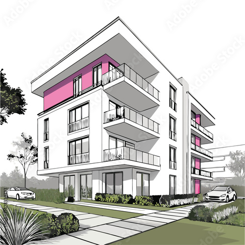 Modern House Vector Sketch