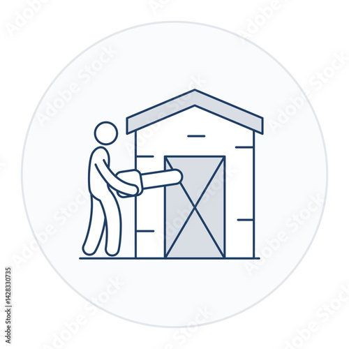 Building a Shed Icon. Activity-based illustration for lifestyle, home, or outdoor task contexts