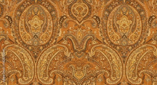 Hand Painted Mughal Paisley Motifs Vintage Look Traditional Indian Art