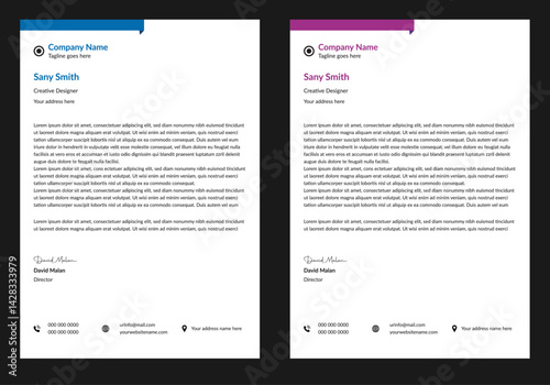 Clean corporate letterhead template design, Modern letterheads design template, Professional company letterheads template for business and project.