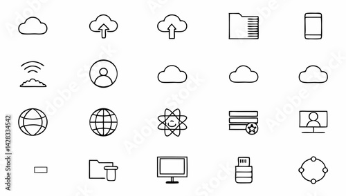 web hosting set of web icons in line style  hostin (5).eps