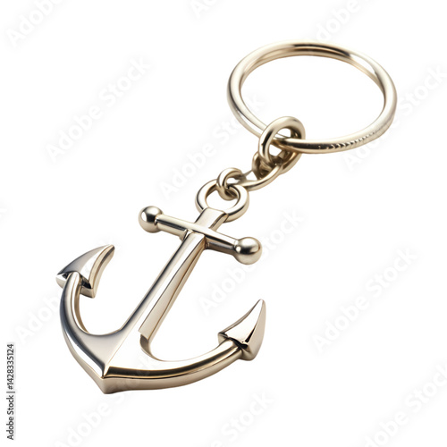 Silver Anchor Keychain Nautical Keyring Image