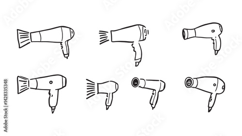 Hair Dryer line art trendy outline artwork for hair studio
