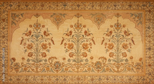 Traditional Indian Soft Mughal Fresco Wall Texture Aged Patina Interior Art