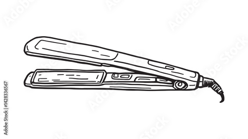 Hair Straightener line art minimal beauty styling tool outline drawing