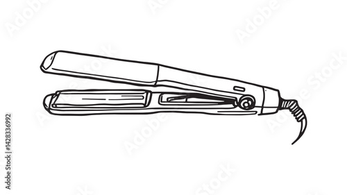Hair Straightener line art modern salon equipment simple sketch artwork