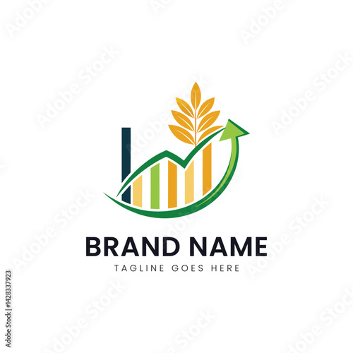 An illustrative logo featuring a rising graph with foliage elements, symbolizing growth and sustainability in business. The color palette includes shades of green and yellow.