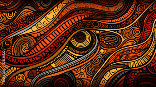 Colorful and intricate African motif with swirling patterns, ideal as background