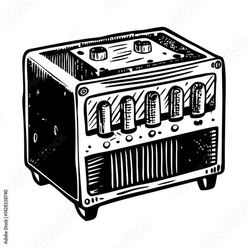A vintage style illustration of a tube amplifier 