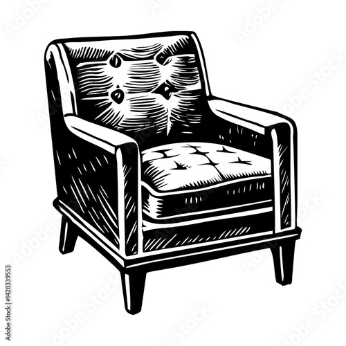 A glyph style illustration of a modern armchair 